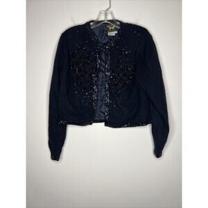 I Did It by Mathew H Cardigan Wool/Angora Beading Lined Long Sleeve Roses Small